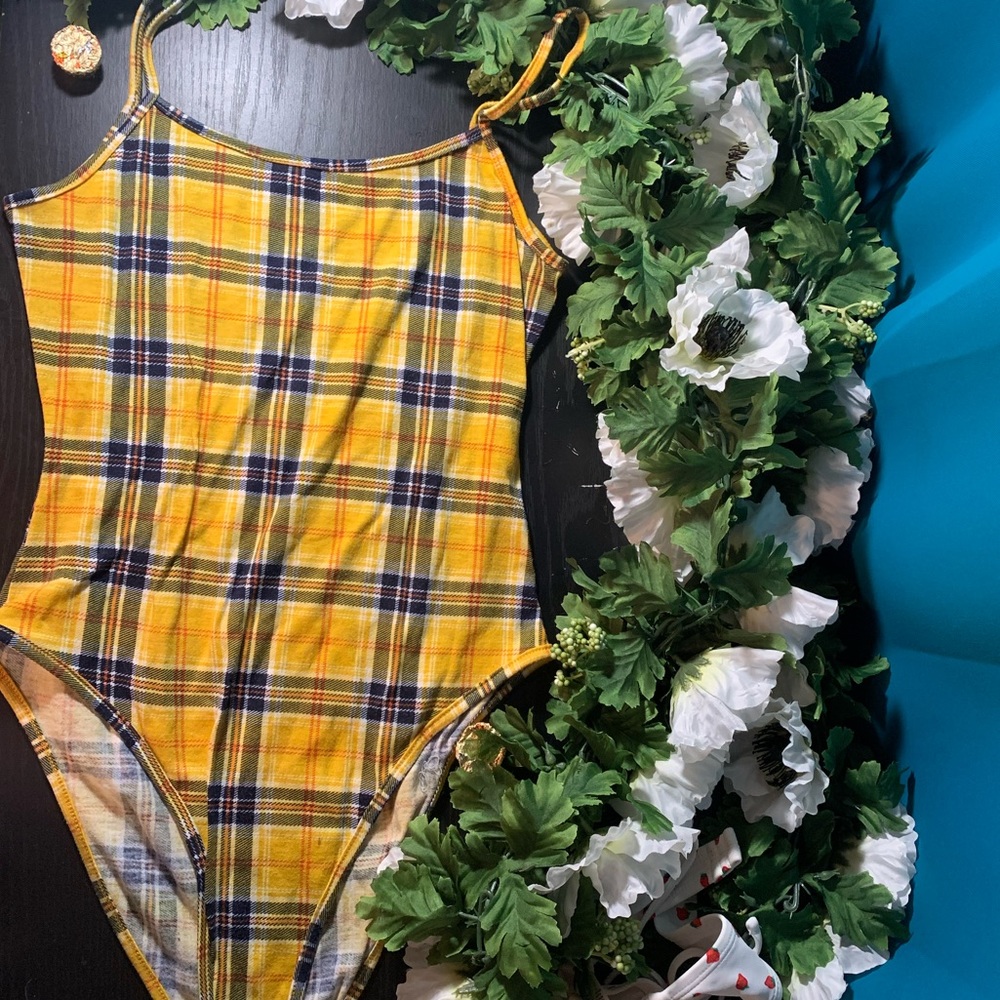 Yellow Gingham Body Suit